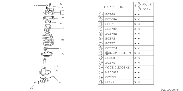 1993 Subaru SVX Rear Shock Absorber Diagram