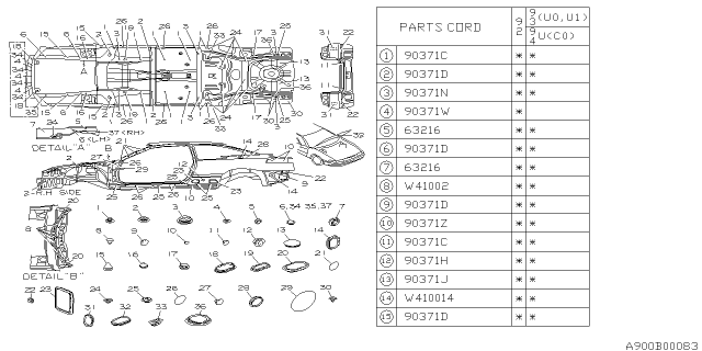 1992 Subaru SVX Plug Diagram for 90321PA000