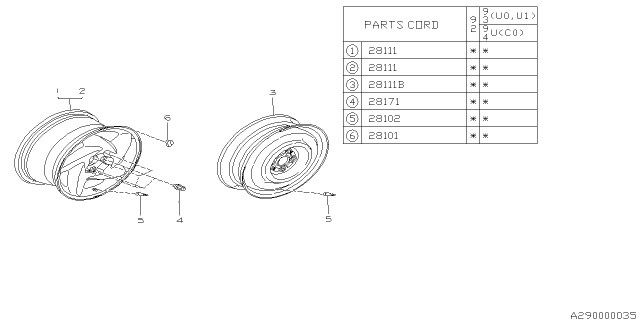1992 Subaru SVX Disk Wheel Diagram