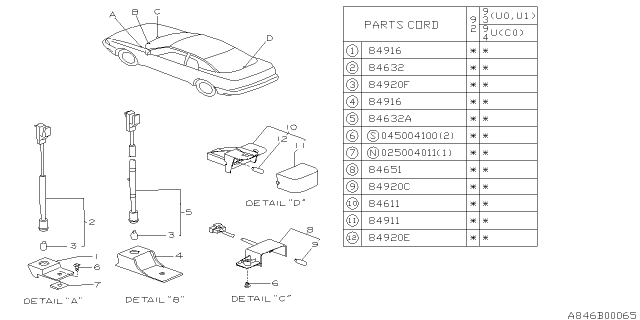 1993 Subaru SVX Lamp - Room Diagram 1