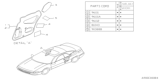 1993 Subaru SVX Seal Cover Rear Quarter LH Diagram for 96100PA050