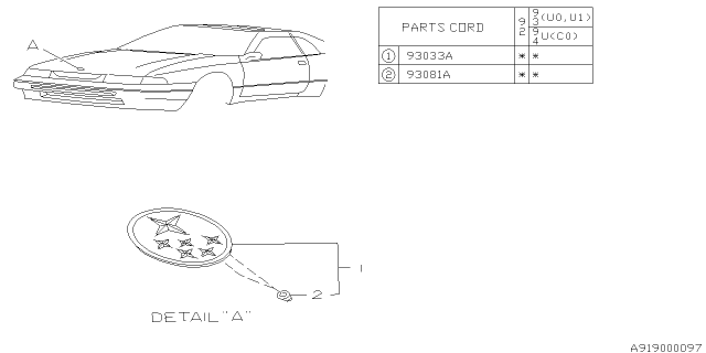 1993 Subaru SVX Letter Mark Diagram