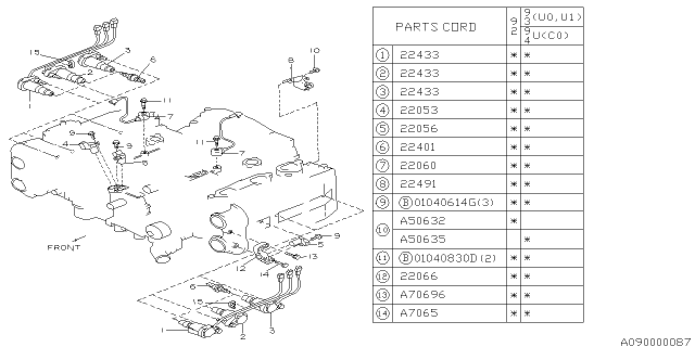 1993 Subaru SVX Spark Plug & High Tension Cord Diagram 1