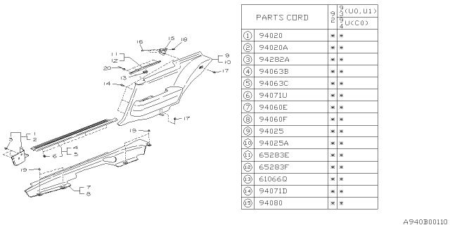 1992 Subaru SVX Trim Panel Rear Quarter Diagram for 94010PA110MD