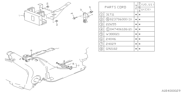 1993 Subaru SVX Control Unit Diagram