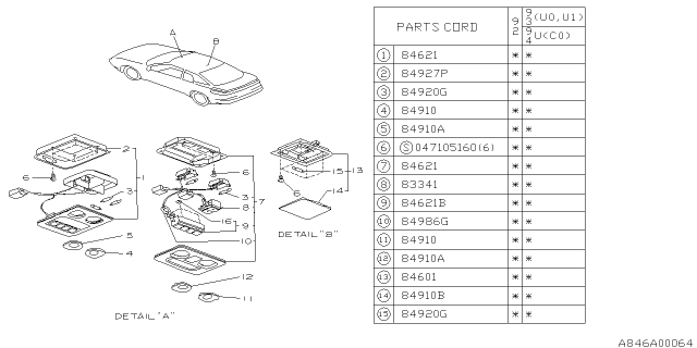 1992 Subaru SVX Bulb Diagram for 684102140