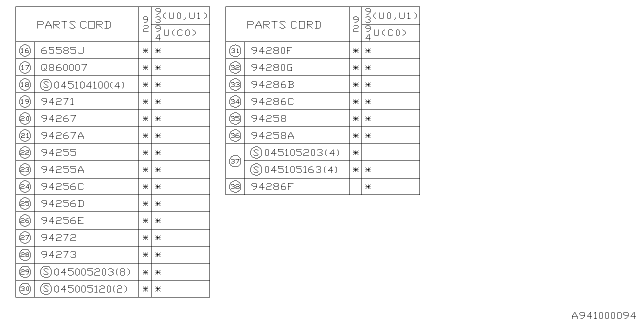 1992 Subaru SVX Mat Door Pocket RH Diagram for 94074PA000MD