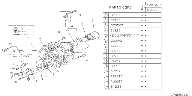 1992 Subaru SVX Automatic Transmission Transfer & Extension Diagram 1