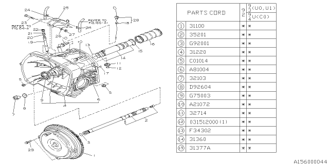 1992 Subaru SVX Torque Converter Assembly Diagram for 31100AA441