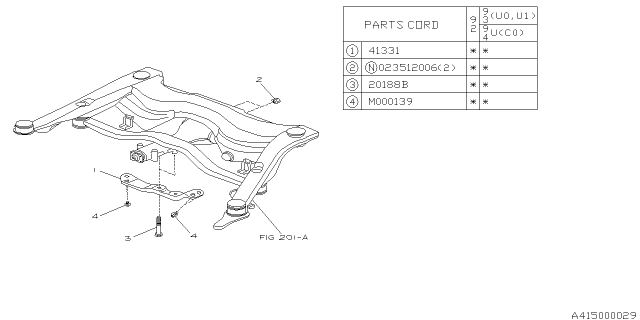 1992 Subaru SVX Differential Mounting Diagram