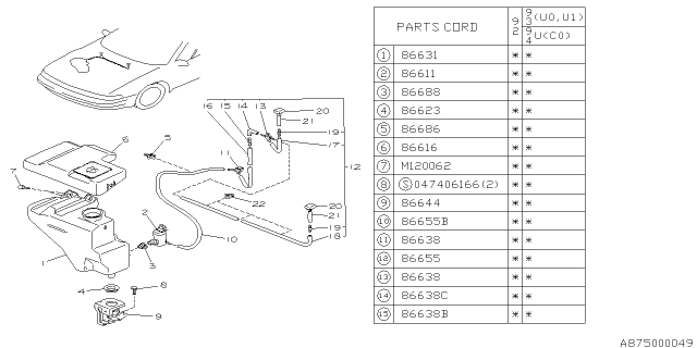 1992 Subaru SVX Windshield Washer Diagram 1