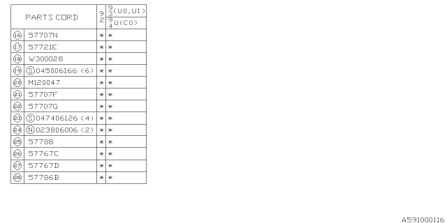 1992 Subaru SVX INSULATOR Bumper Side Diagram for 57716PA020