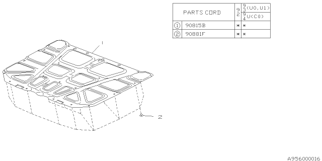 1993 Subaru SVX INSULATOR Front Hood Diagram for 90815PA000