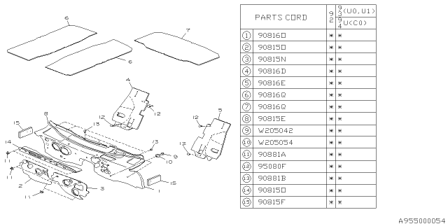 1992 Subaru SVX INSULATOR Dash Diagram for 90815PA020