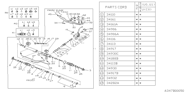 1993 Subaru SVX Power Steering Gear Box Assembly Diagram for 34110PA010