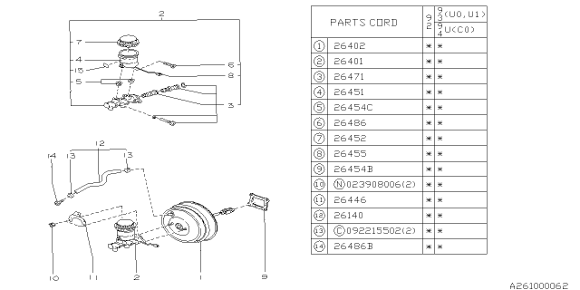 1993 Subaru SVX Brake System - Master Cylinder Diagram