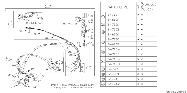 1993 Subaru SVX RAIL/MOTOR Assembly RH Diagram for 64700PA100DO