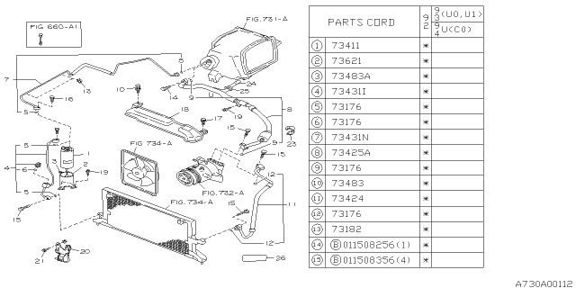 1992 Subaru SVX EVAPORATOR Pipe Diagram for 73052PA010