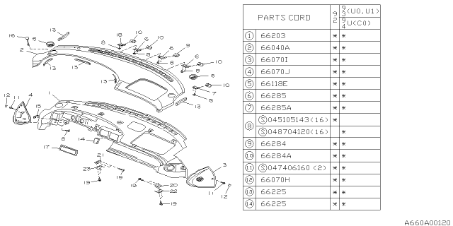 1992 Subaru SVX Packing Diagram for 66036PA000