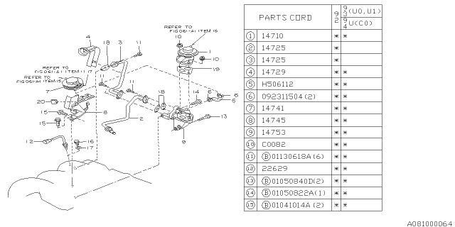 1992 Subaru SVX EGR Pipe Diagram for 14725AA090