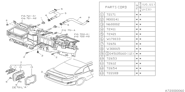 1992 Subaru SVX Hose Heater Outlet Diagram for 72015PA010