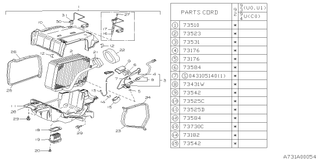 1992 Subaru SVX Case Assembly Diagram for 73062PA050