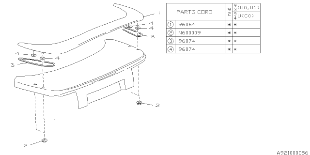 1993 Subaru SVX Spoiler Diagram