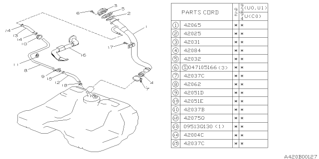 1993 Subaru SVX Fuel Piping Diagram 3