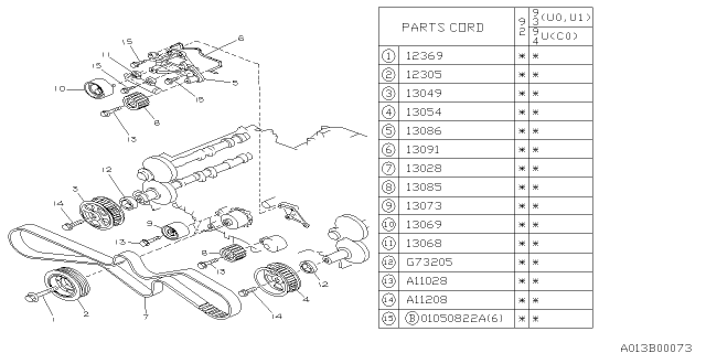 1993 Subaru SVX Camshaft & Timing Belt Diagram 1