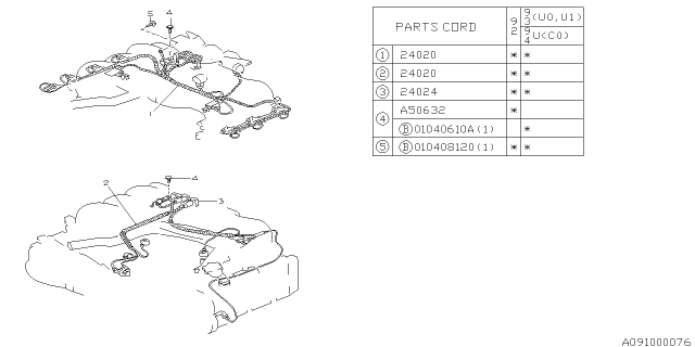 1992 Subaru SVX Engine Wiring Harness Diagram for 24020AB000