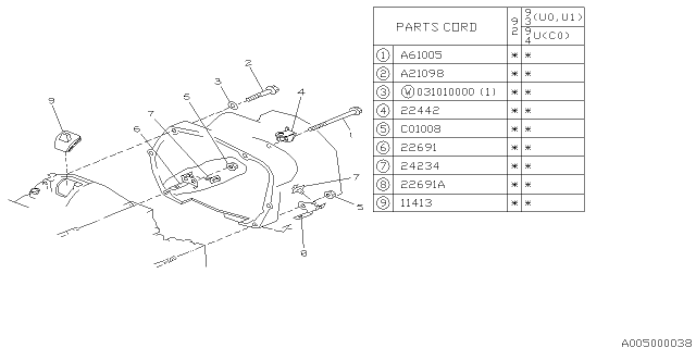 1993 Subaru SVX Timing Hole Plug & Transmission Bolt Diagram