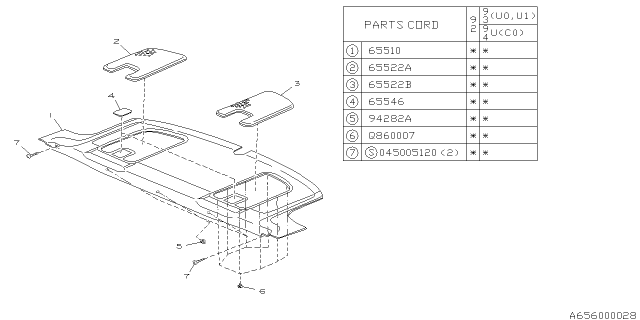 1993 Subaru SVX Luggage Shelf Rear Diagram