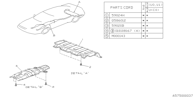 1992 Subaru SVX Cover Diagram for 59024PA010