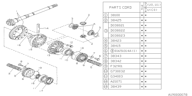 1993 Subaru SVX Differential - Transmission Diagram 1