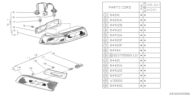 1992 Subaru SVX Lamp - Rear Diagram 2