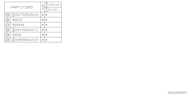 1993 Subaru SVX Room Inner Parts Diagram 2