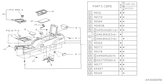 1992 Subaru SVX Ash Tray Diagram for 92065PA010MD