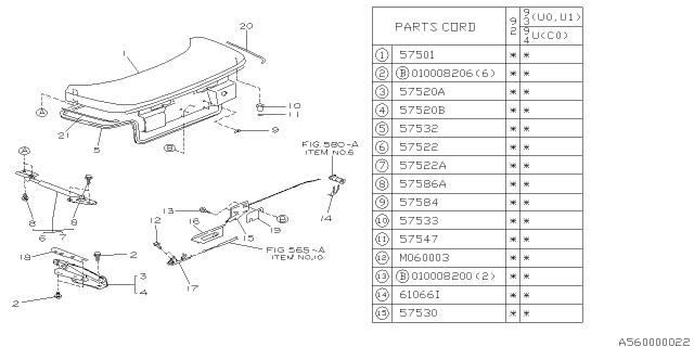 1992 Subaru SVX Trunk Diagram 1