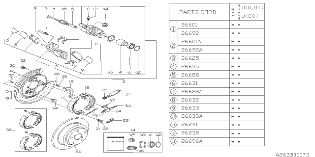 1992 Subaru SVX Rear Brake Diagram 1