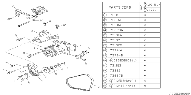 1993 Subaru SVX Bolt Diagram for 01041014A