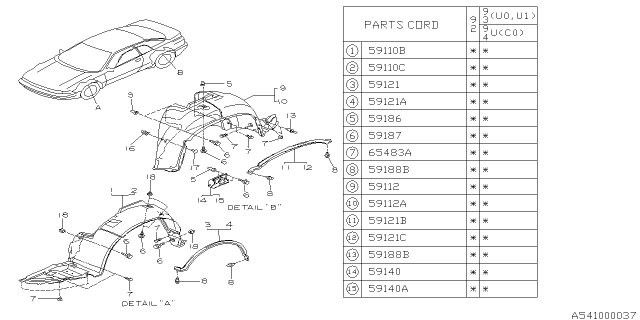 1993 Subaru SVX Screw Diagram for 59131PA000