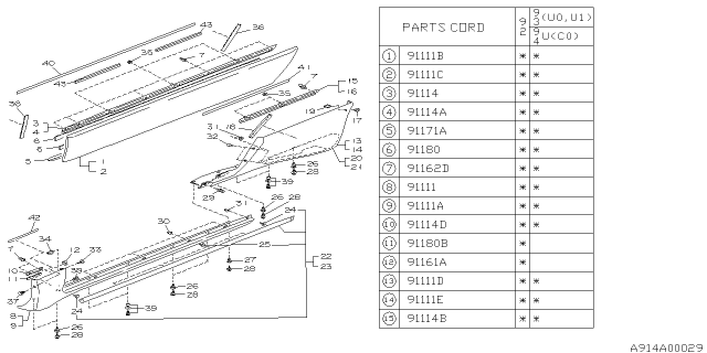 1992 Subaru SVX Cushion Tape Diagram for 91088PA080