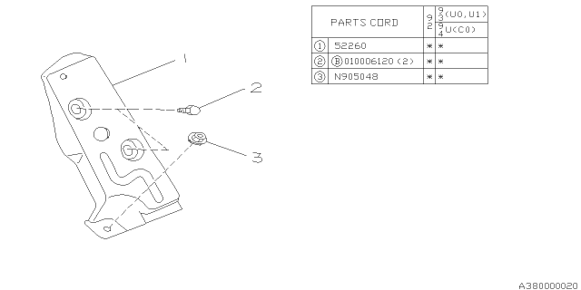 1993 Subaru SVX Foot Rest Diagram