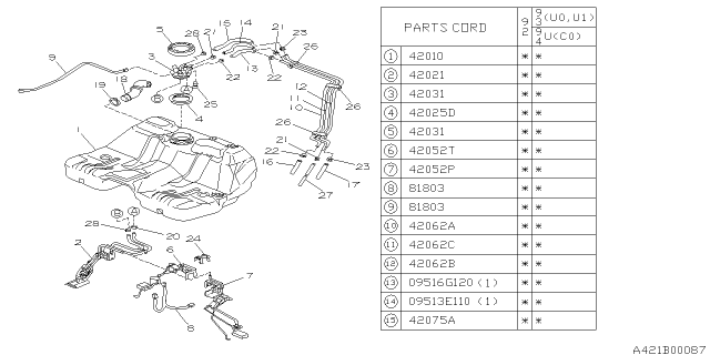 1993 Subaru SVX Fuel Tank Diagram 2