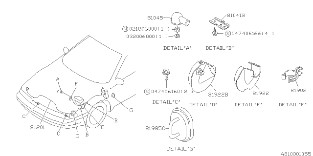 1994 Subaru SVX Wiring Harness Front LH Diagram for 81200PA120