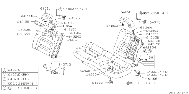 1997 Subaru SVX Hook Rear Cushion Diagram for 64580PA100