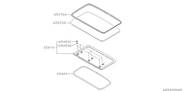 1995 Subaru SVX GARNISH Sun Roof Diagram for 65457PA000EO