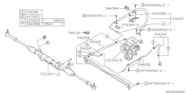 1994 Subaru SVX Power Steering Hose Diagram for 34610PA120