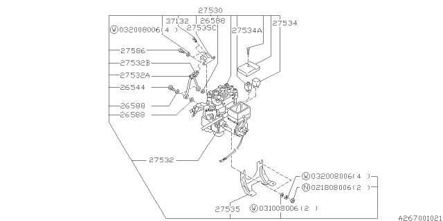 1996 Subaru SVX LH Inlet Joint Diagram for 26732AA030
