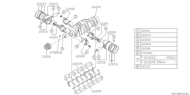 1994 Subaru SVX Piston & Crankshaft Diagram